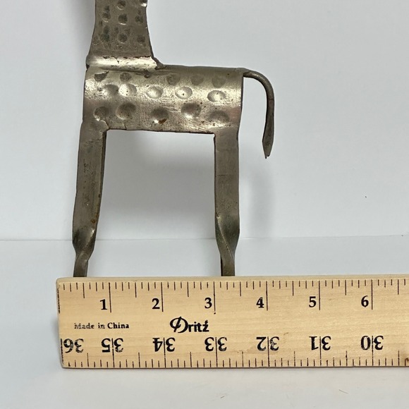 VTG Brutalist Hammered Metal Giraffe Figurine Hand Forged Sculpture 11.5 Inch - Picture 6 of 6